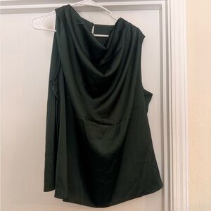 SHEIN Dark Green Draped Cowl Neck Tank Top